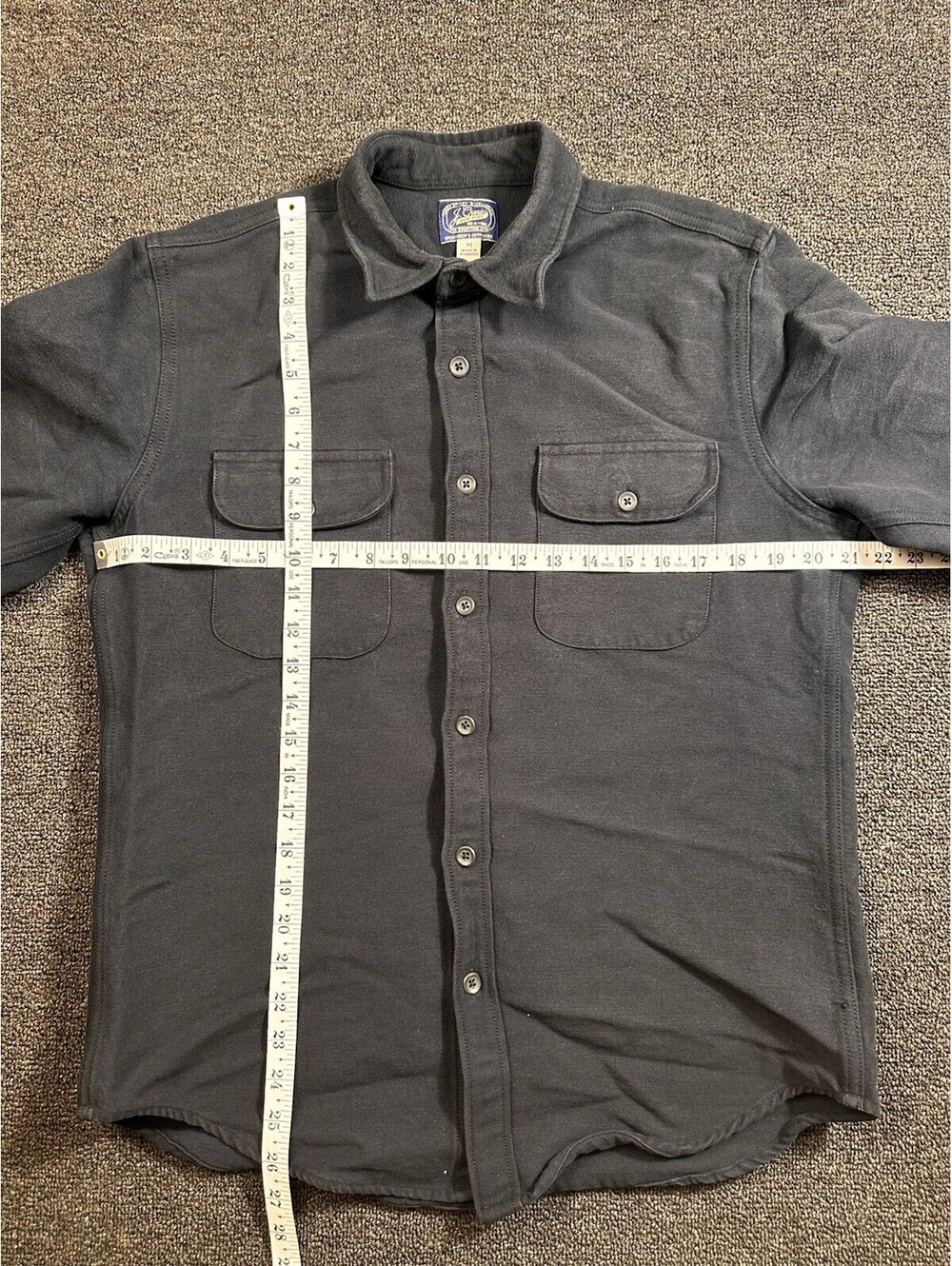 J Crew Heavyweight Chamois Button Up Shirt Men’s Sz M Black - Picture 2 of 5